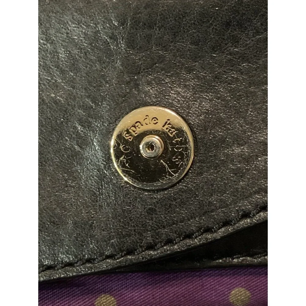 Vintage Y2K Kate Spade Black Canvas/black Leather Shoulder Bag Purple Yellow